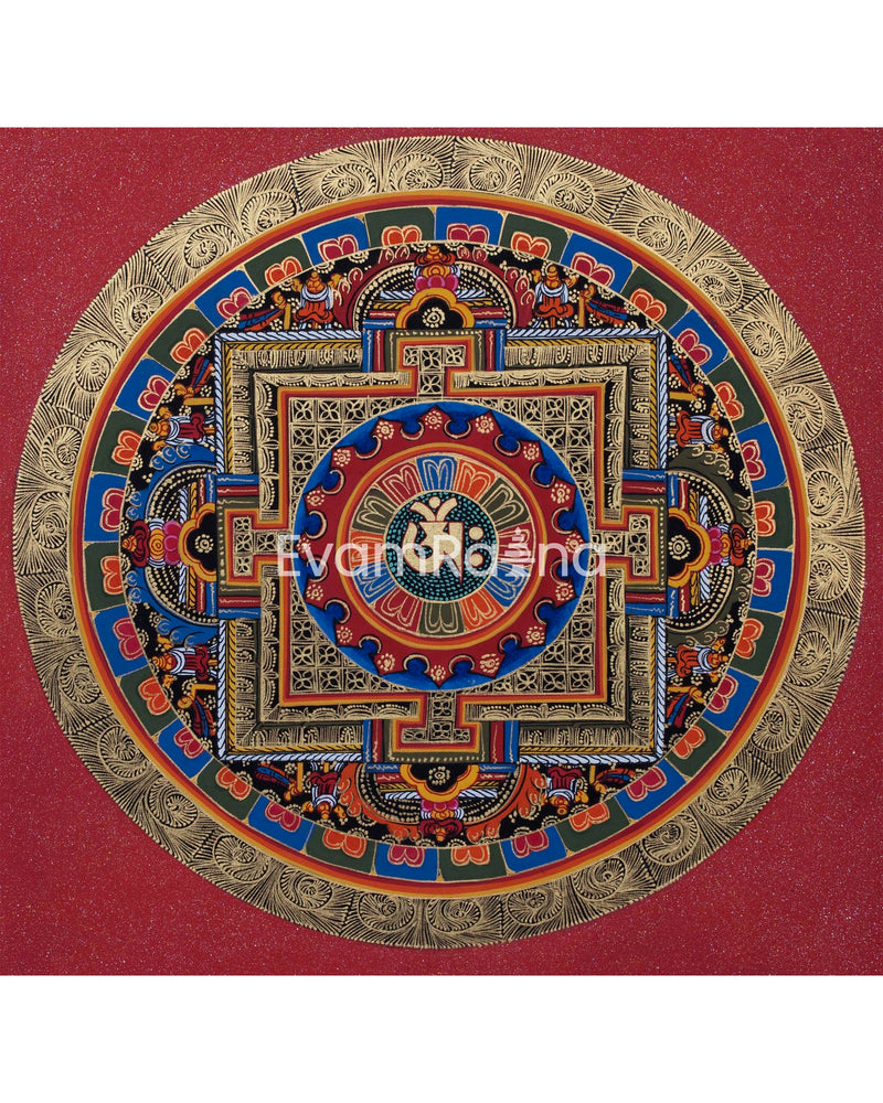 Original Handmade OM Mantra Mandala Thangka | Meditation & Peace | Home Decor