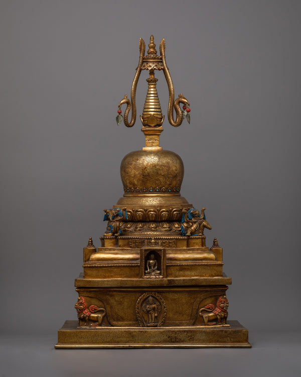 Large Tibetan Stupa Statue | Buddhist Monument for Home Decor