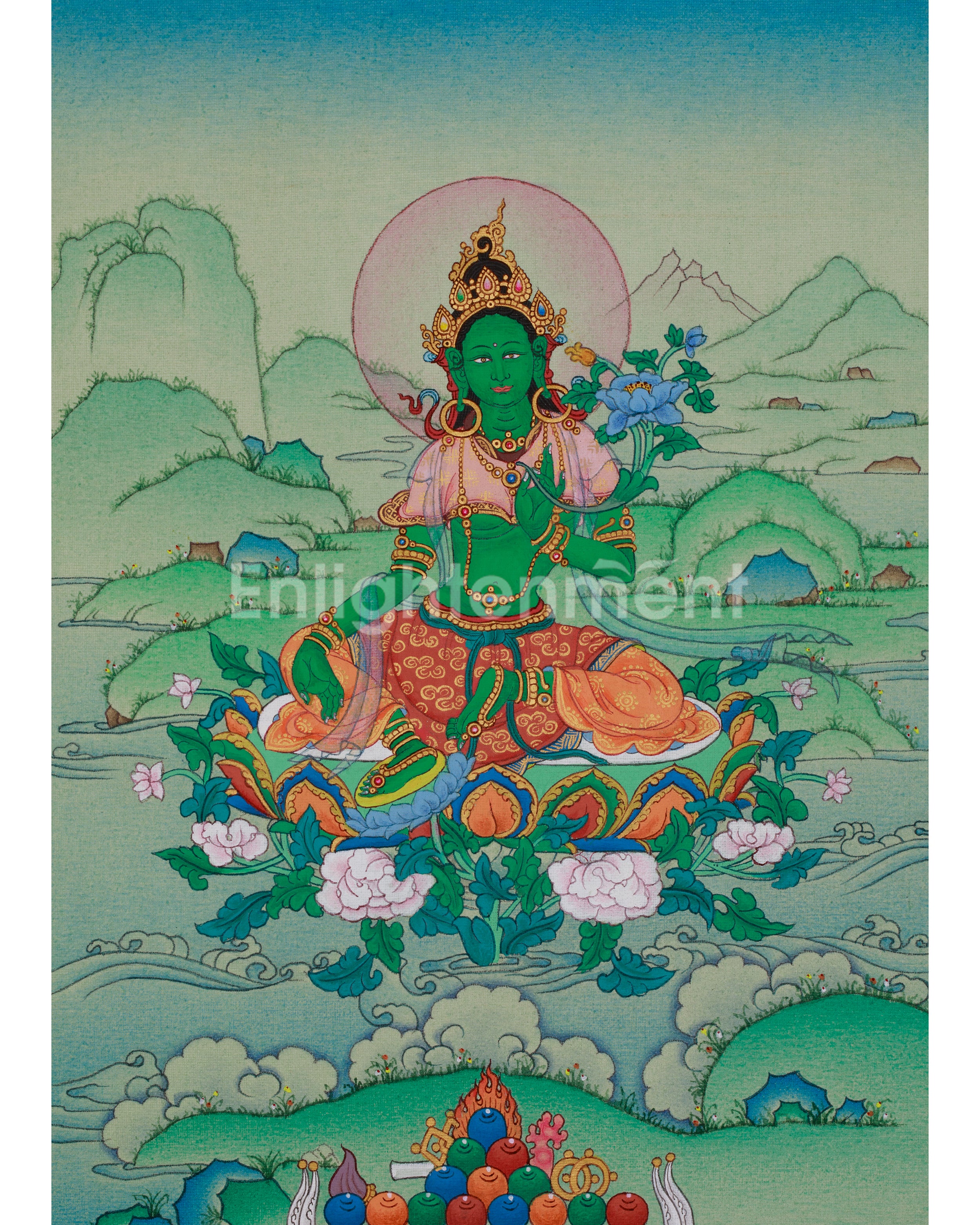 Buddhist Thangka of Green Tara