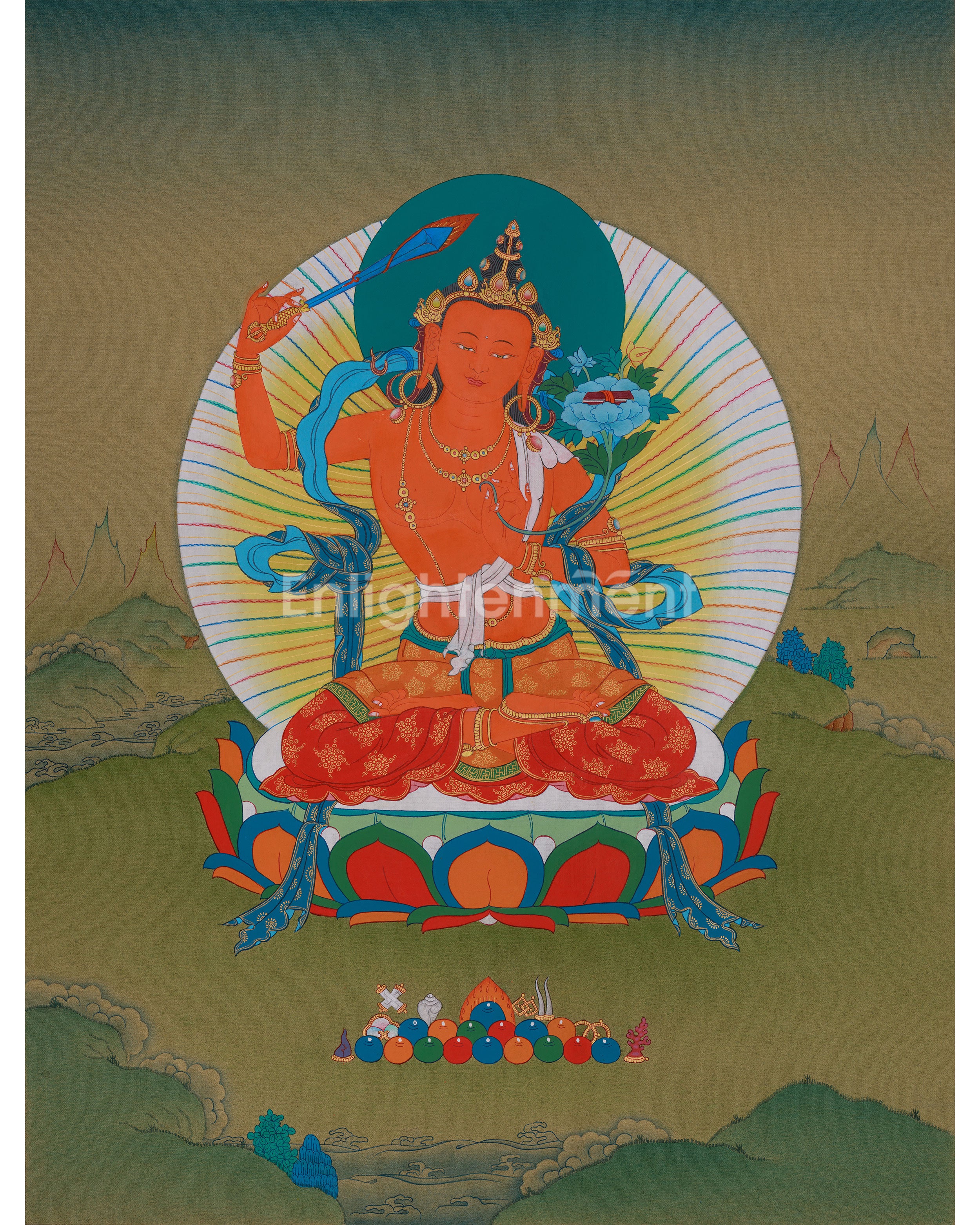 Buddhist Thangka of Manjushri 