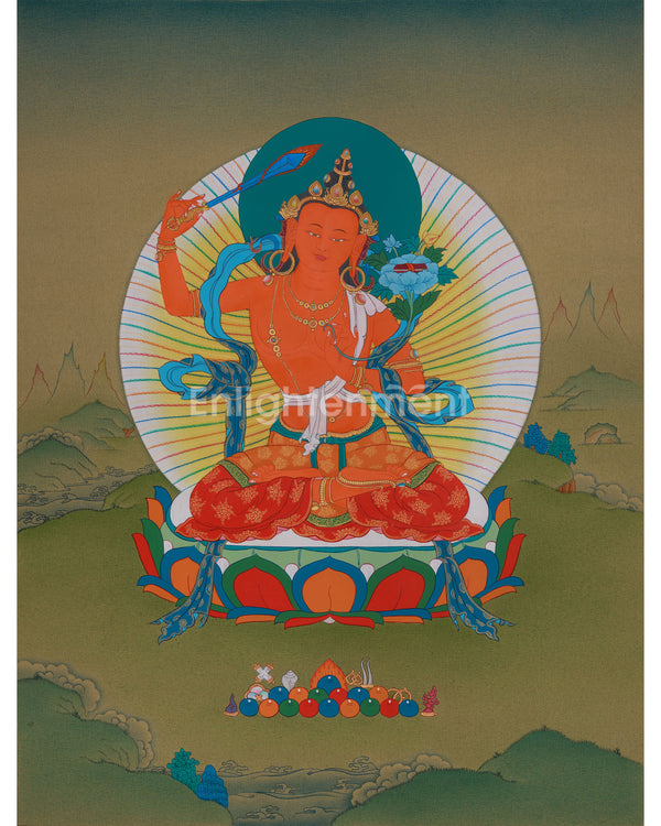 Buddhist Thangka of Manjushri 