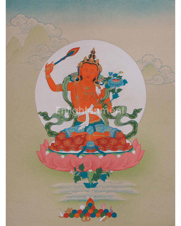 Buddhist Wisdom Deity Manjushri Thangka 