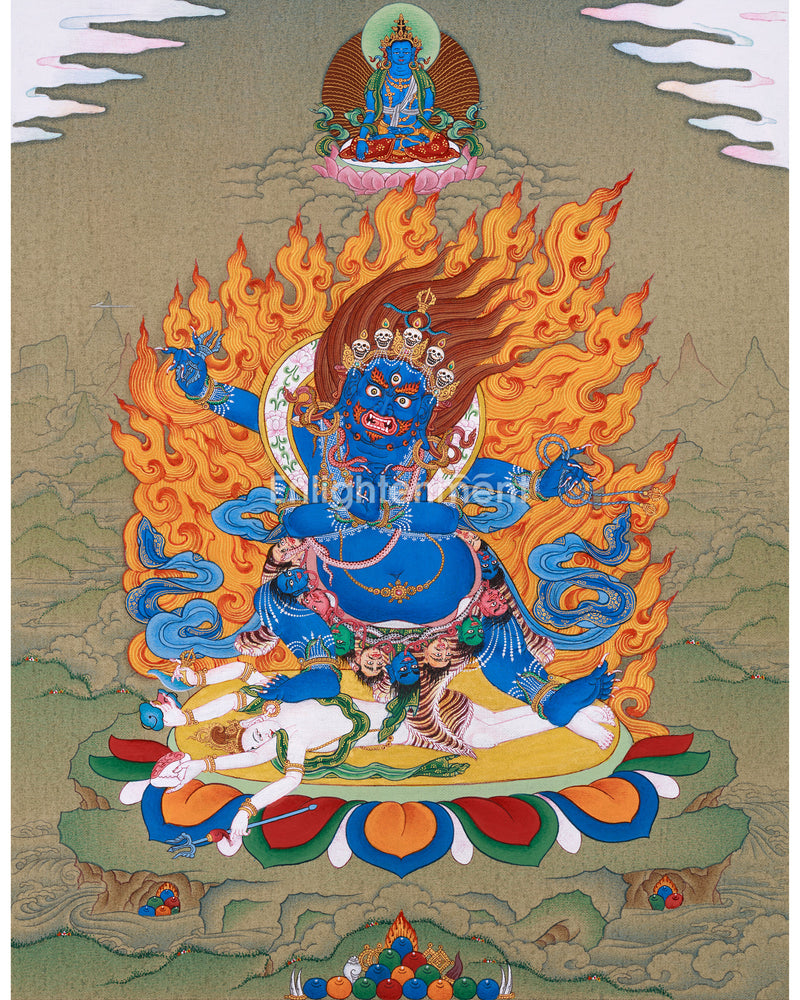 Bhutadamara Bodhisattva Thangka | Tibetan Artwork in Natural Stone Hues