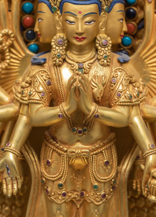 Avalokiteshvara 1000 Arms | Chenrezig Buddha | 24K Gold Hand Carved Statue