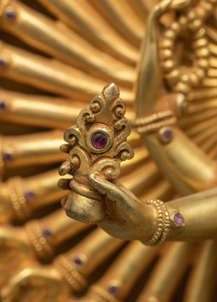 Avalokiteshvara 1000 Arms | Chenrezig Buddha | 24K Gold Hand Carved Statue