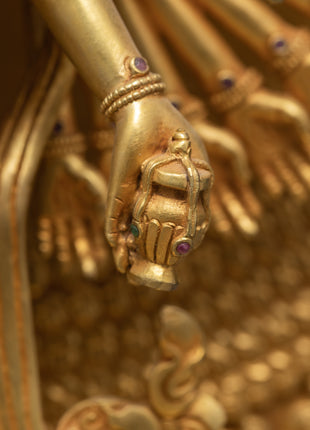 Avalokiteshvara 1000 Arms | Chenrezig Buddha | 24K Gold Hand Carved Statue