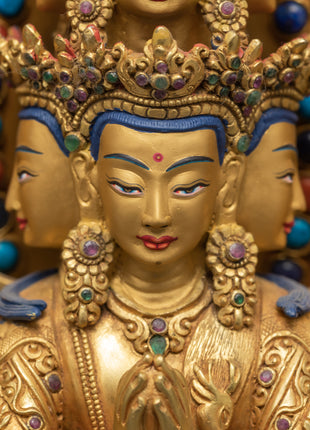 Avalokiteshvara 1000 Arms | Chenrezig Buddha | 24K Gold Hand Carved Statue