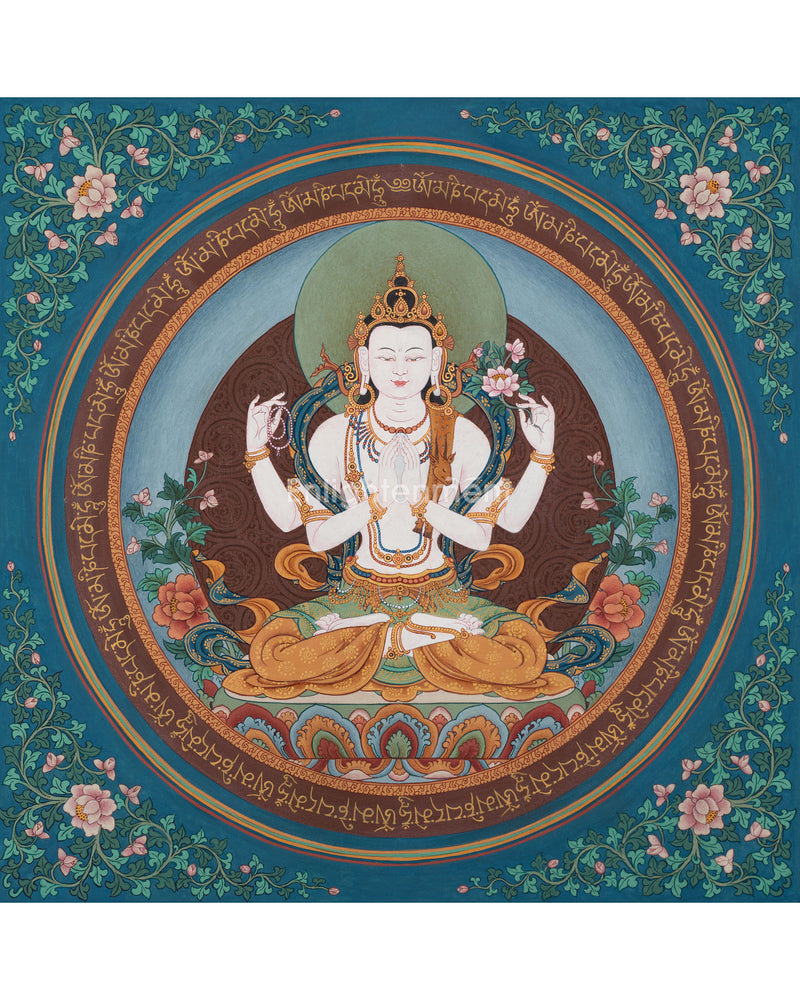 Chenresig Mantra-Mandala Thangka