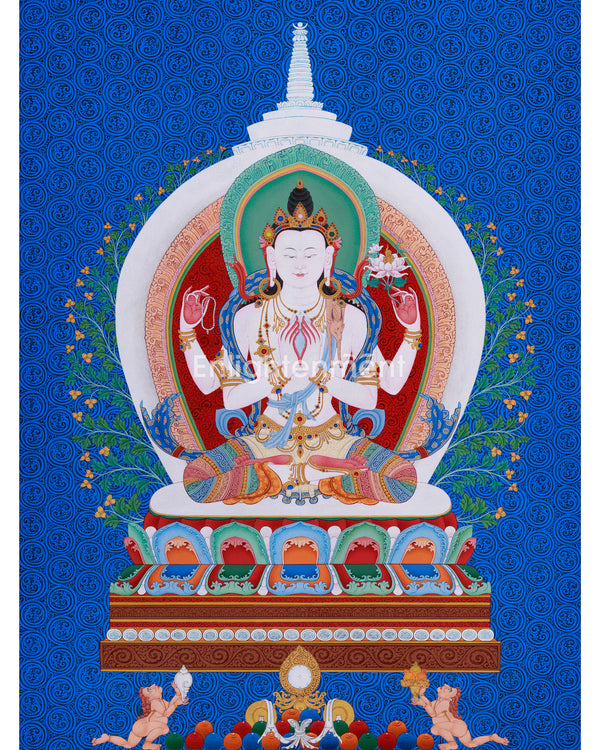 Avalokiteshvara Chenresig Thangka | Bodhisattva of Compassion in Tibetan Art Tradition