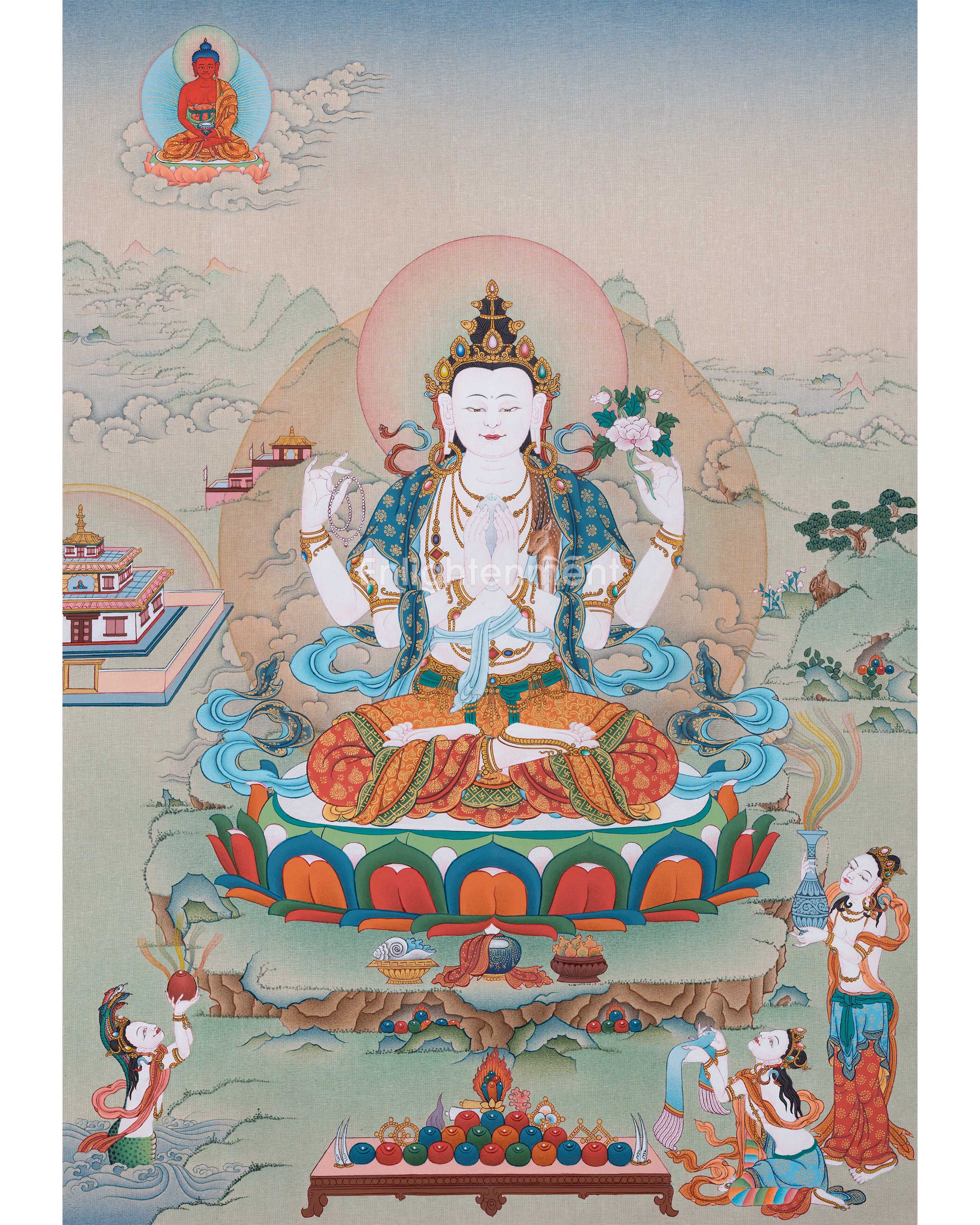 Chenrezig Thangka for Inner Peace | Exquisite Tibetan Masterpiece