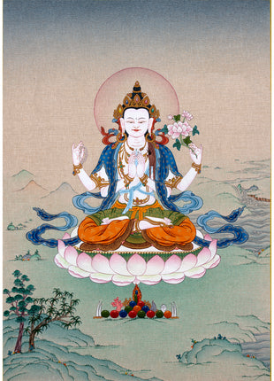 Avalokiteshvara | Chenrezig Buddha Hand-Painted Thangka