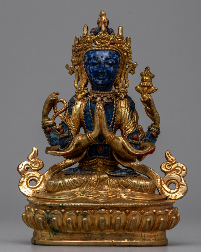 Chenresig Blue Lapis Statue