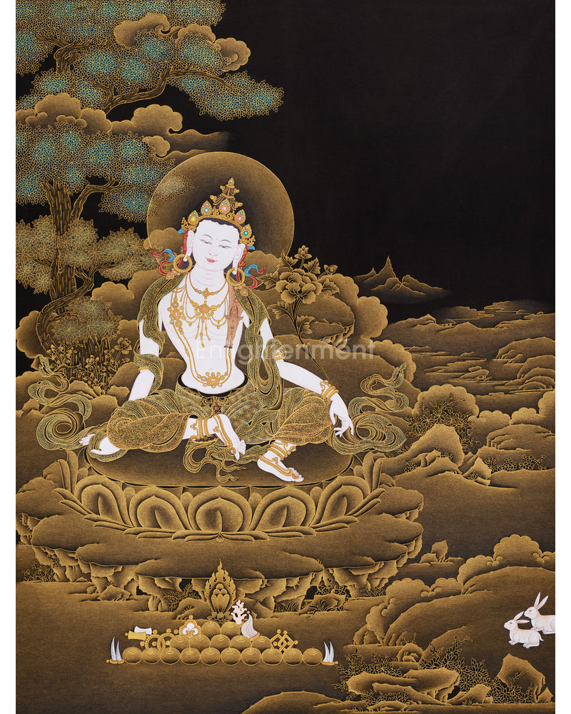 Guanyin, Bodhisattva of Compassion | Tibetan Avalokitesvara Art with 24K Gold Embellishments