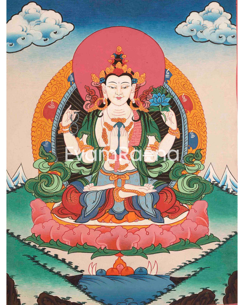 Avalokitesvara Chengrezig Thangka: