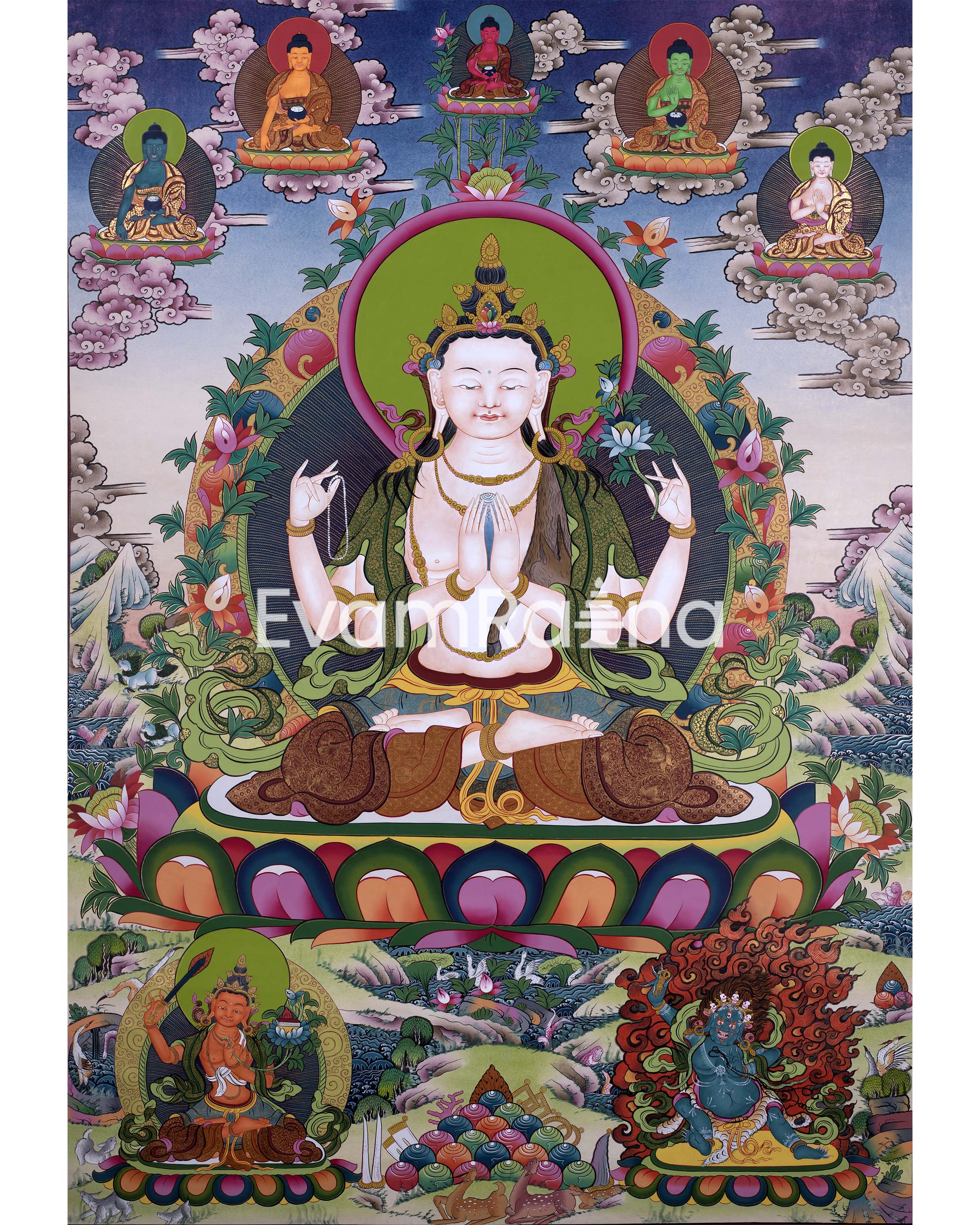 Avalokitesvara Chengrezig Thangka: