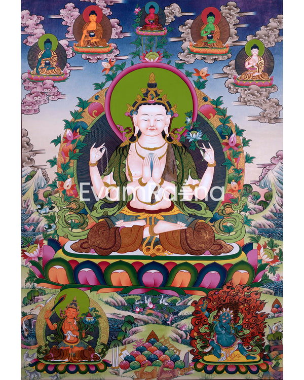 Avalokitesvara Chengrezig Thangka: