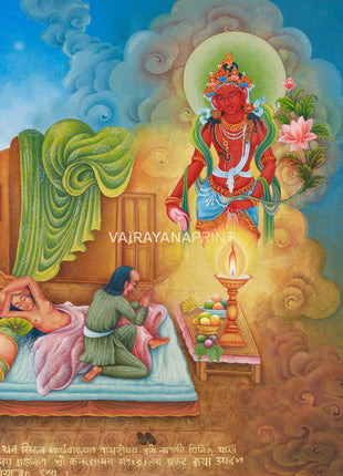 Red Chenrezig Thangka Print 