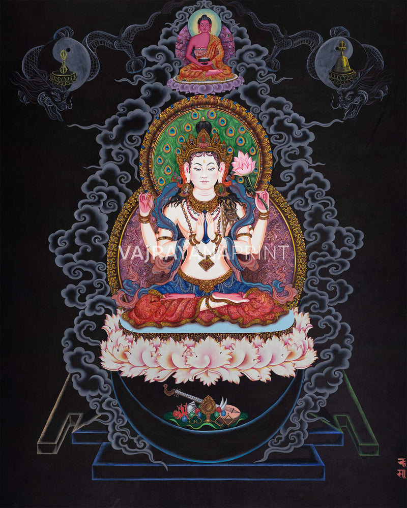 Chenrezig Bodhisattva Thangka Print