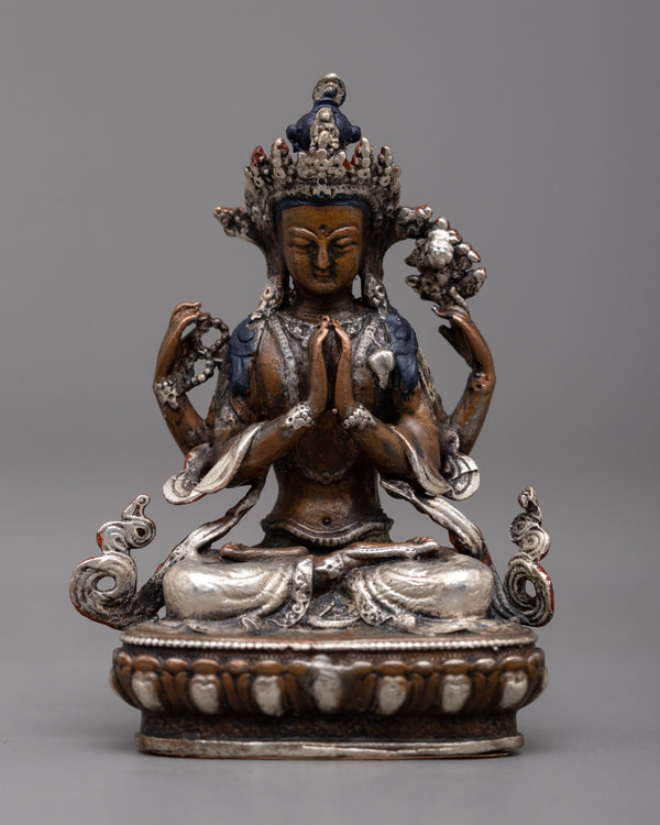 Chenrezig Oxidized Copper Statue