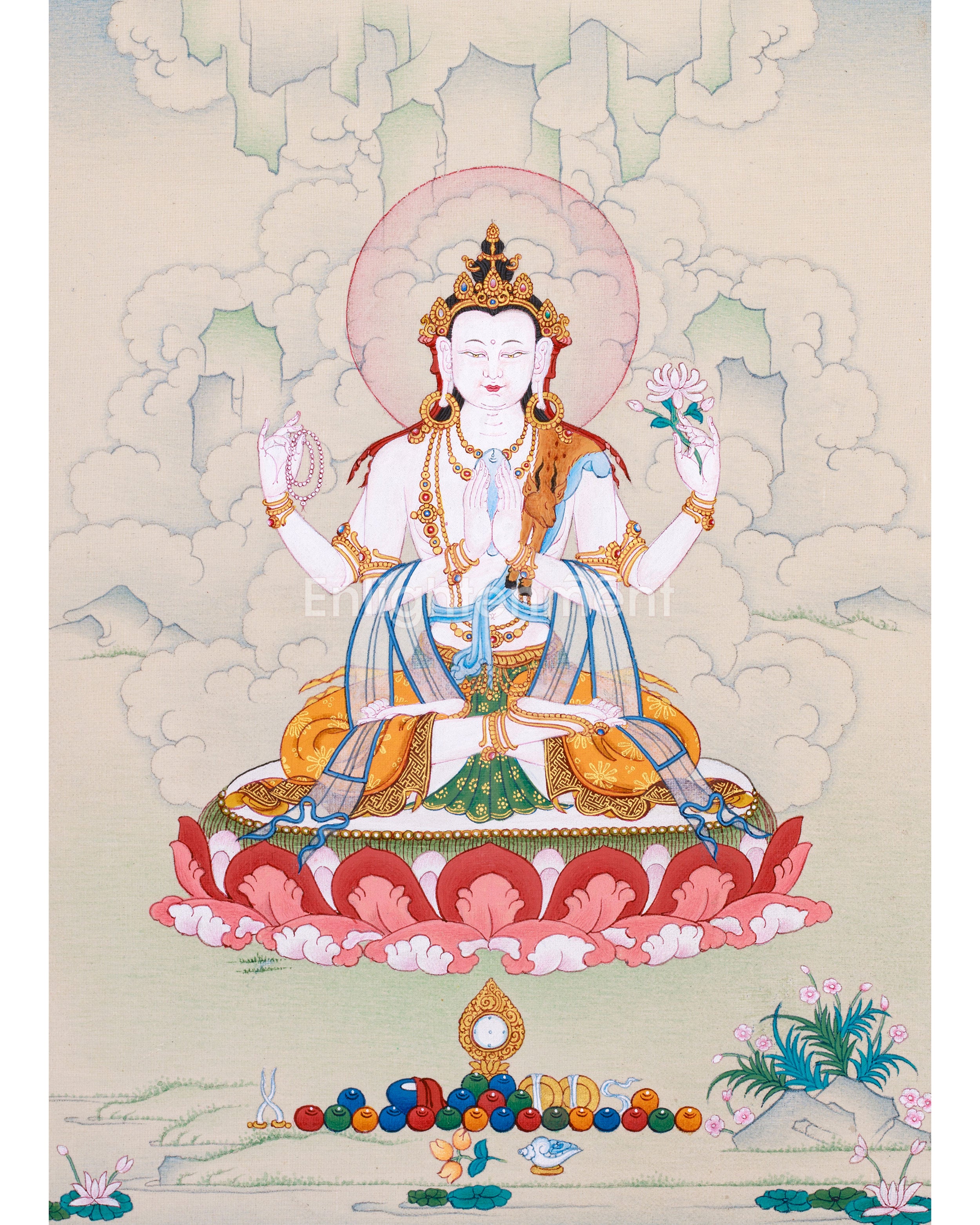 Small Chenresig Handpainted Thangka