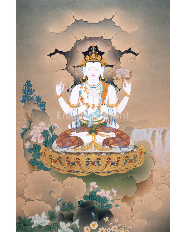 Sacred Chenrezig Thangka | The Embodiment Of Compassion