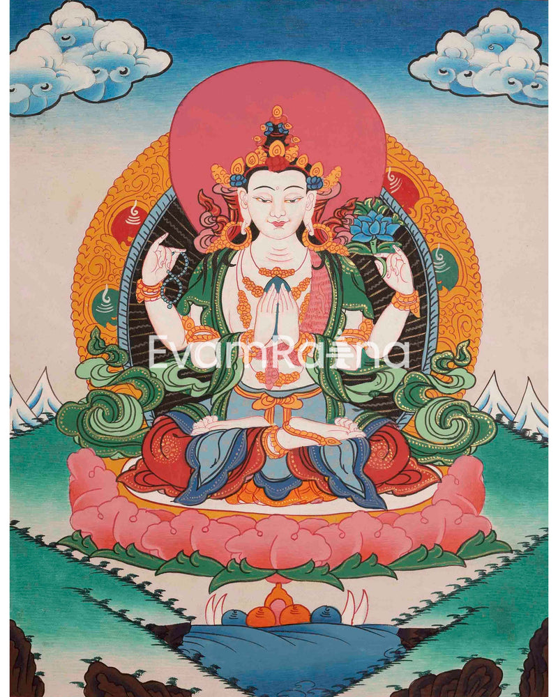 Avalokitesvara Chengrezig Thangka: