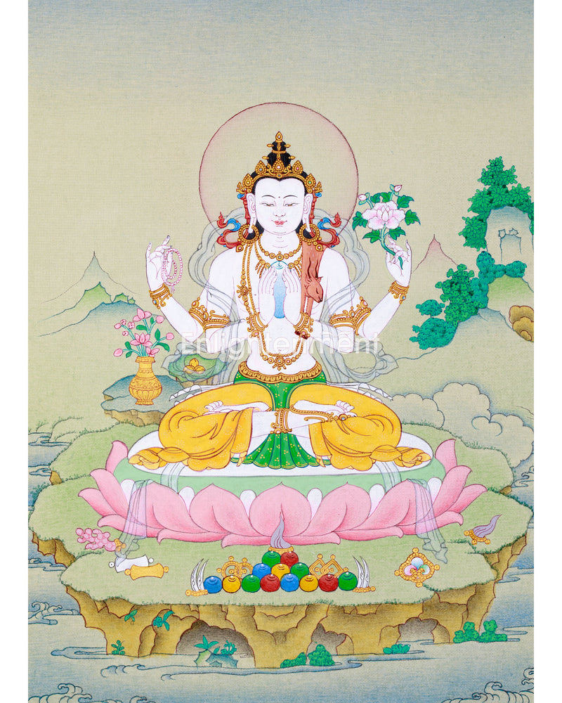 Small Avalokiteshvara Thangka: Premium Art