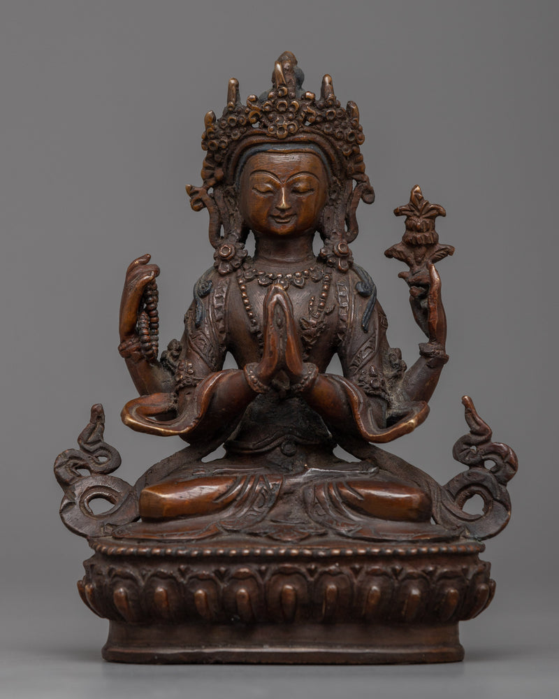 Copper Oxidized Chenresig Statue