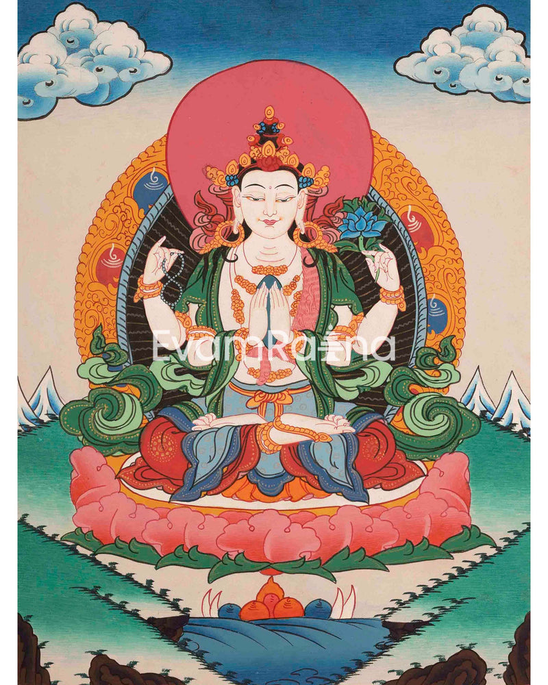 Avalokitesvara Chengrezig Thangka: