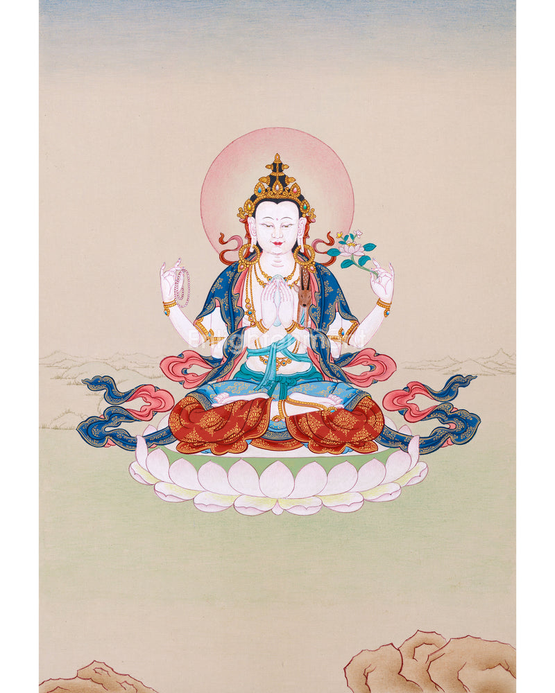 Avalokitesvara Thangka Art for Practice