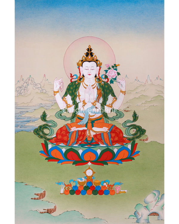 Bodhisattva Chenresig Thangka | Handpainted Buddhist Art