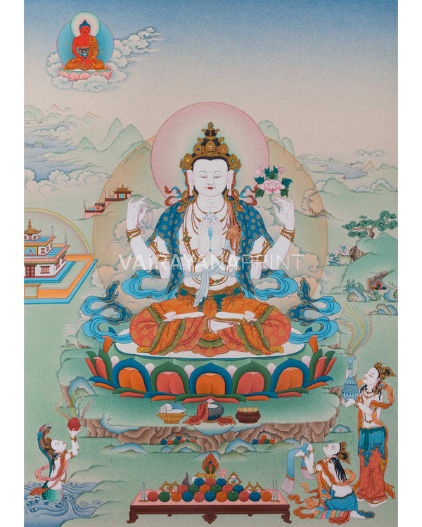 4 Armed Avalokiteshvara Thangka Print