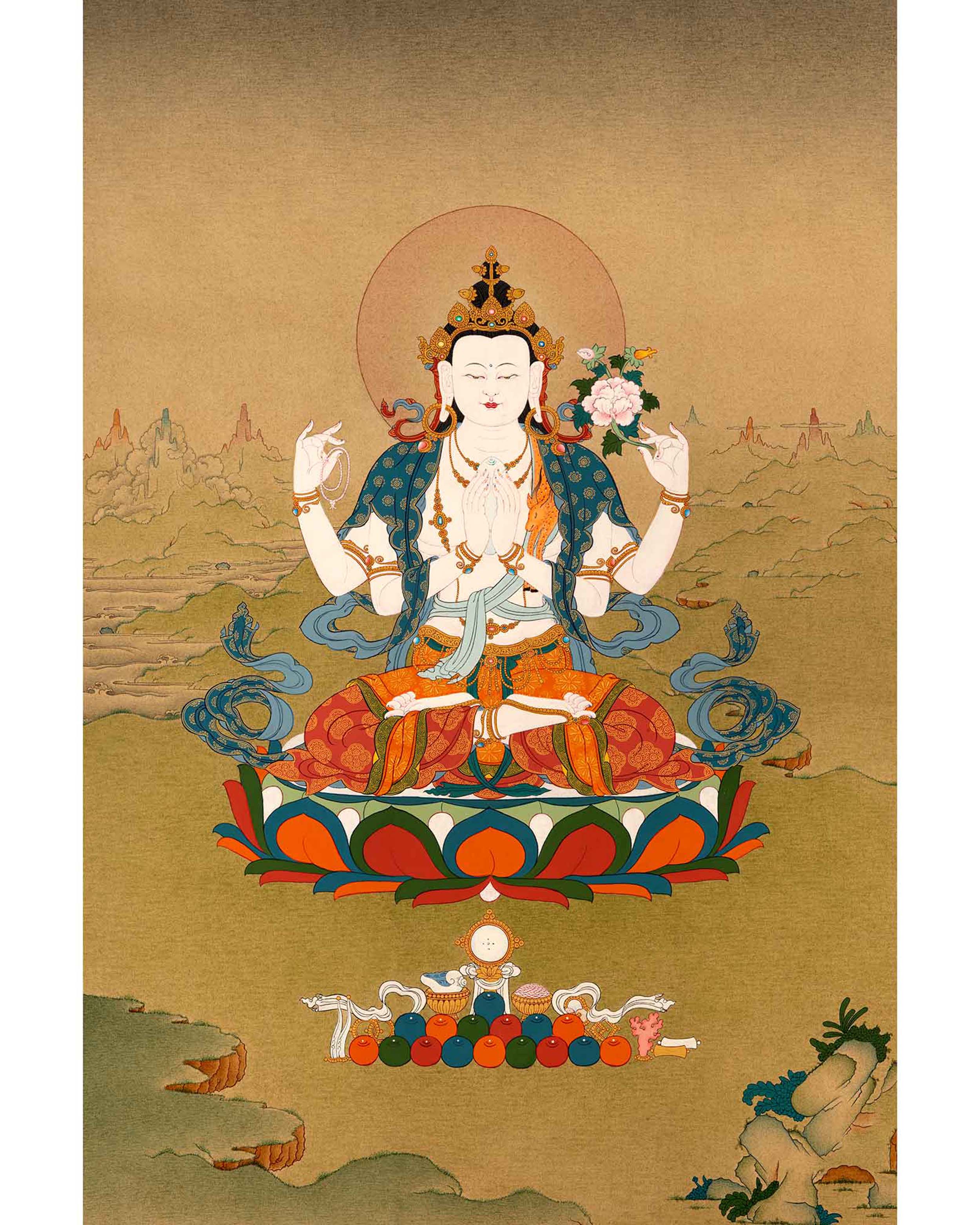 Avalokiteshvara Buddhist Thangka | Genuinely Hand Painted Art