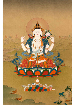Avalokiteshvara Buddhist Thangka | Genuinely Hand Painted Art