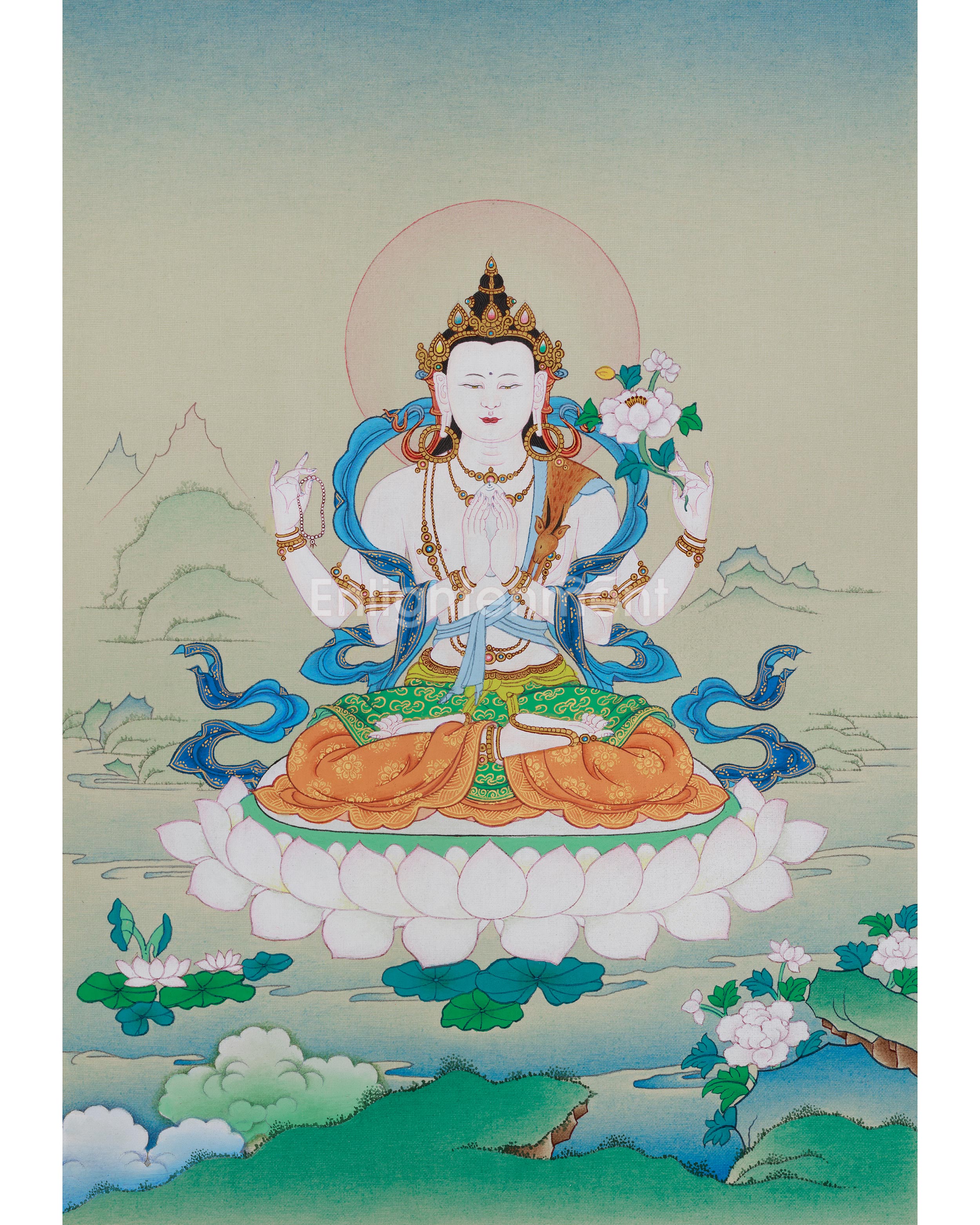 Chenrezig Bodhisattva of Compassion Thangka