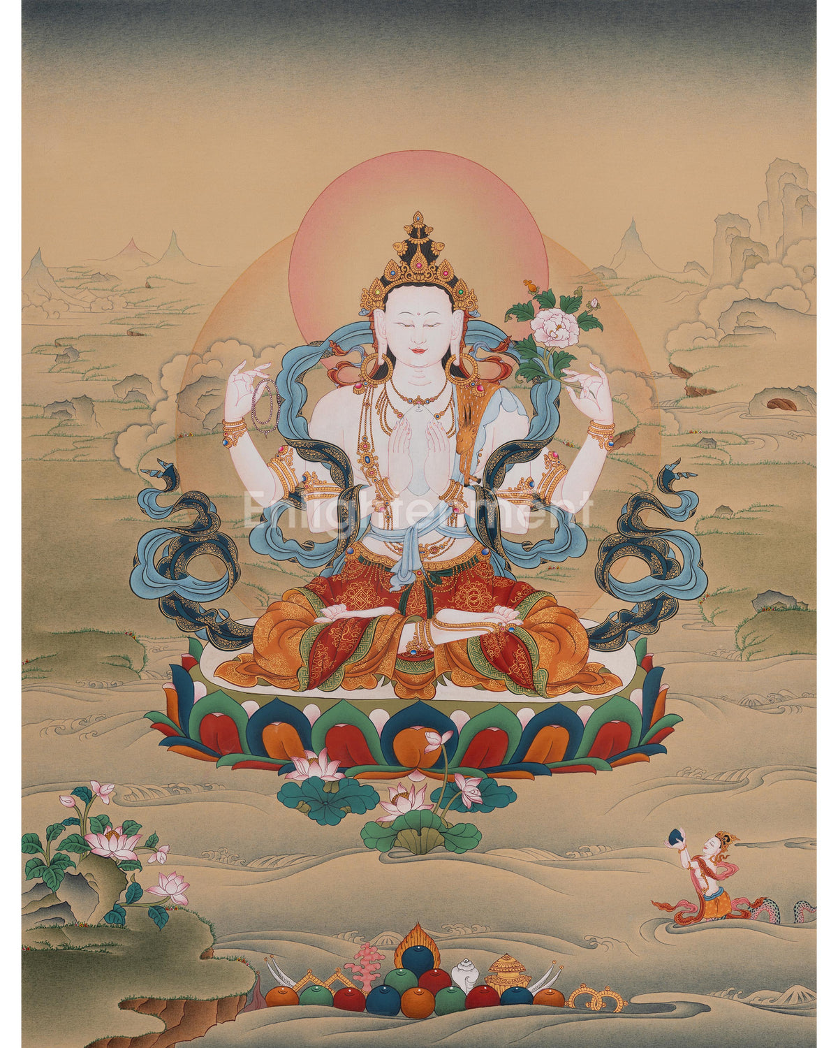 Chenrezig Compassionate Deity Thangka 