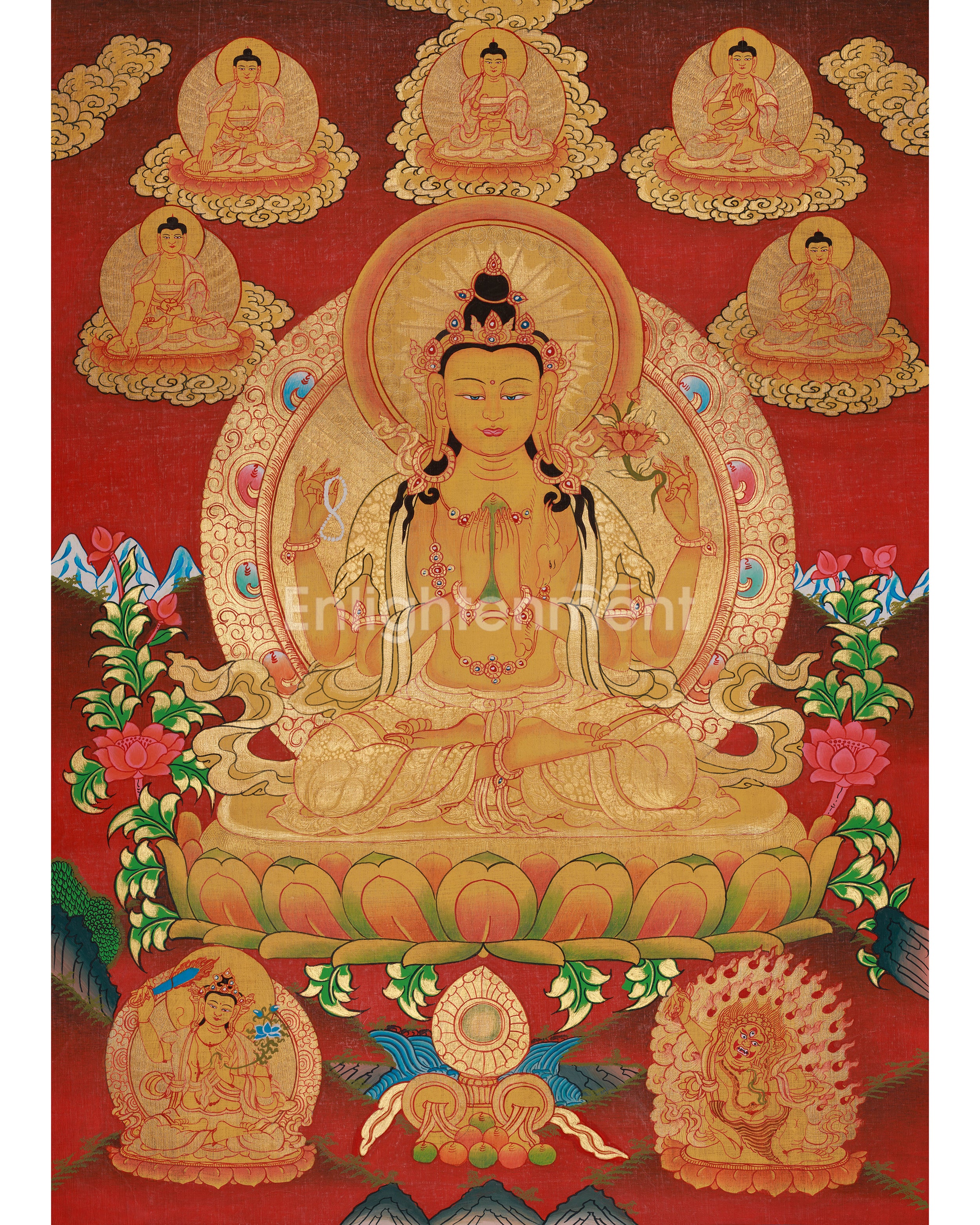 Chenrezig Sacred Buddhist Thangka