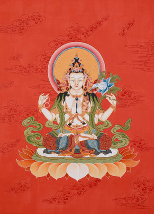 Chenrezig Thangka Of Bodhisattva
