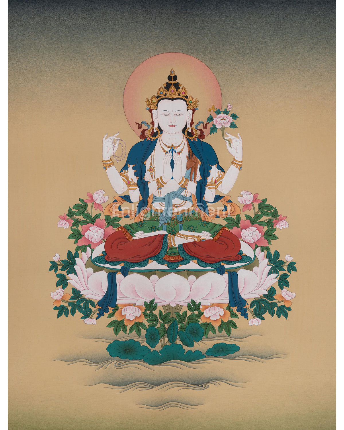 Chenrezig Traditional Tibetan Thangka