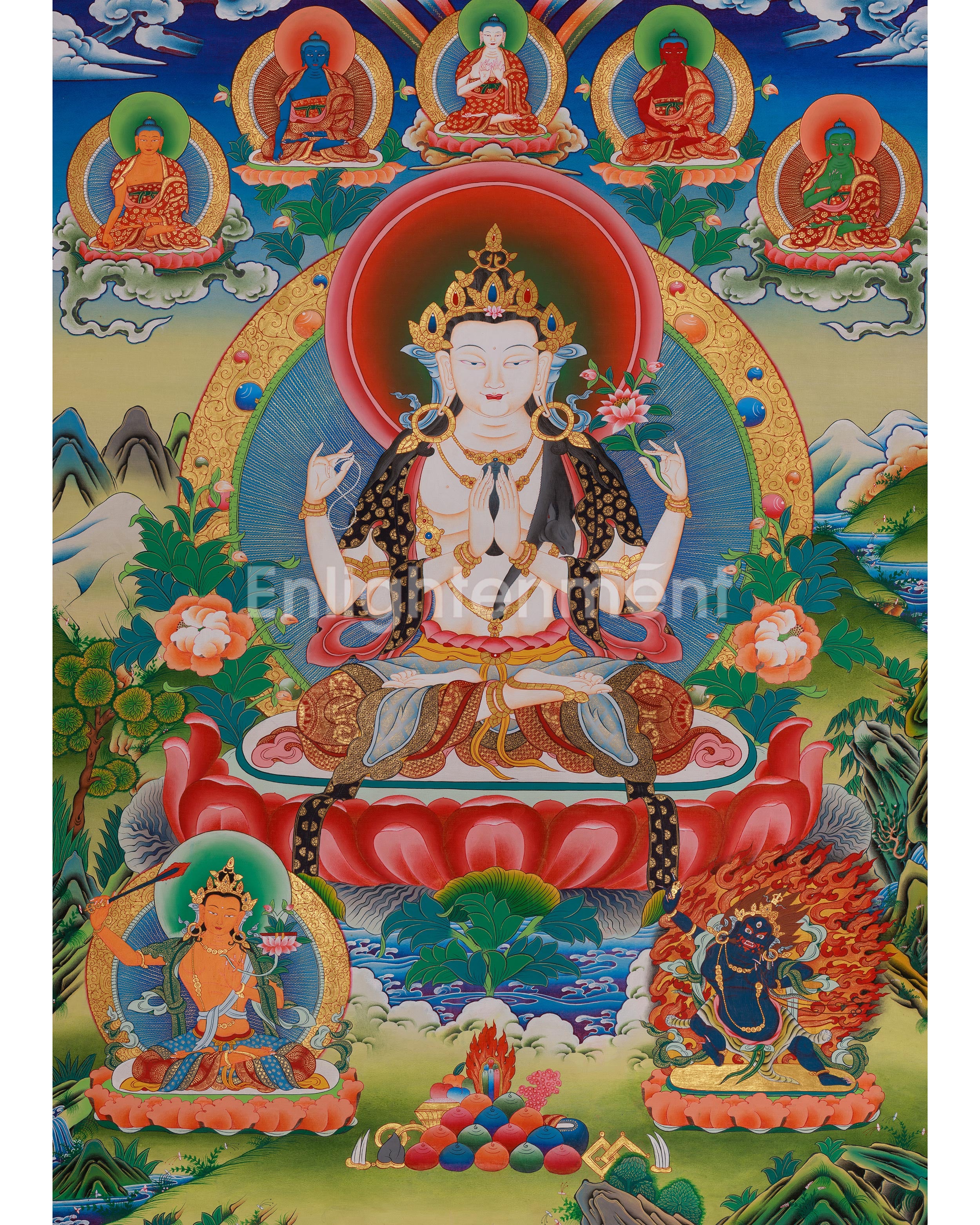 Chenrezig With Other Deities Thangka