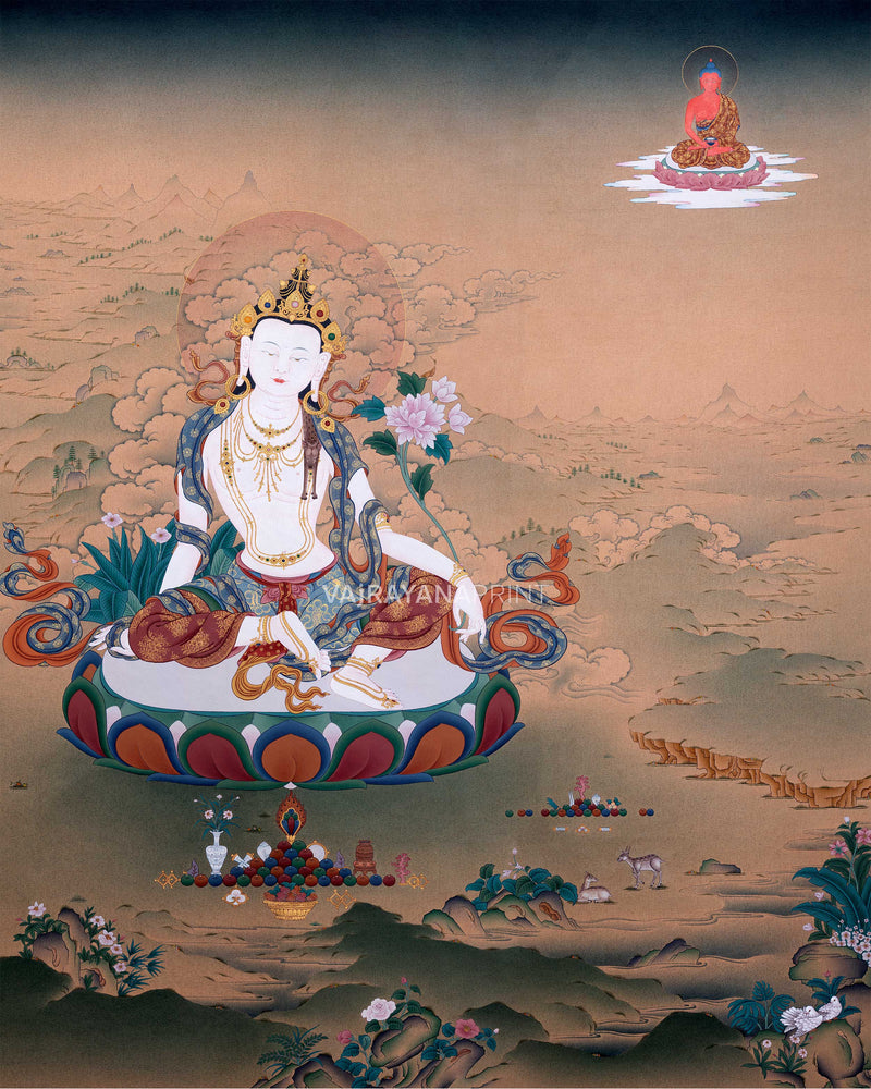 Chenrezig Amitabha buddhist thangka