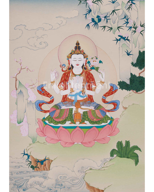 Compassion Deity Chenrezig Thangka