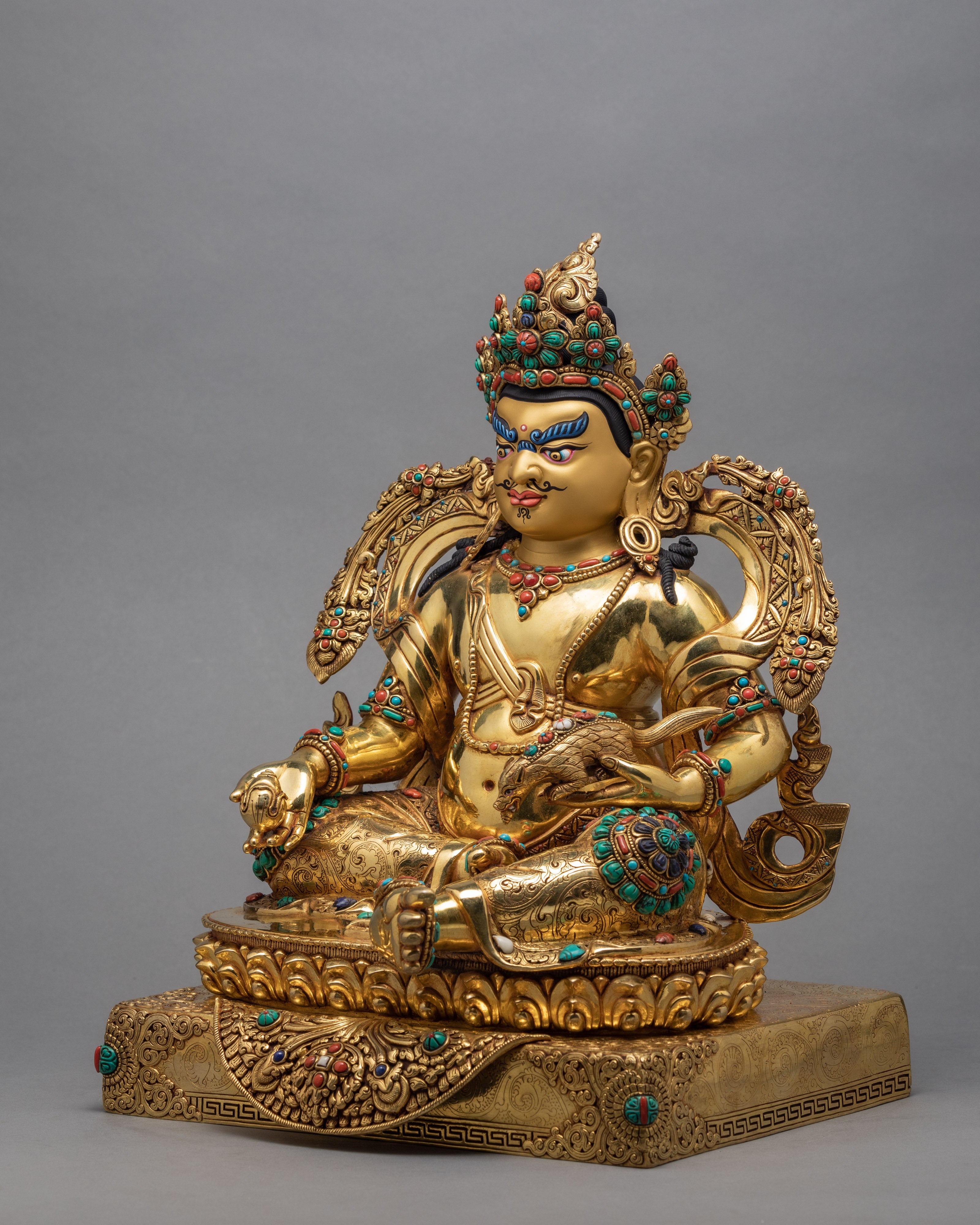 Dzambhala Statue | Jambala Sculpture | Gold Gilded Art