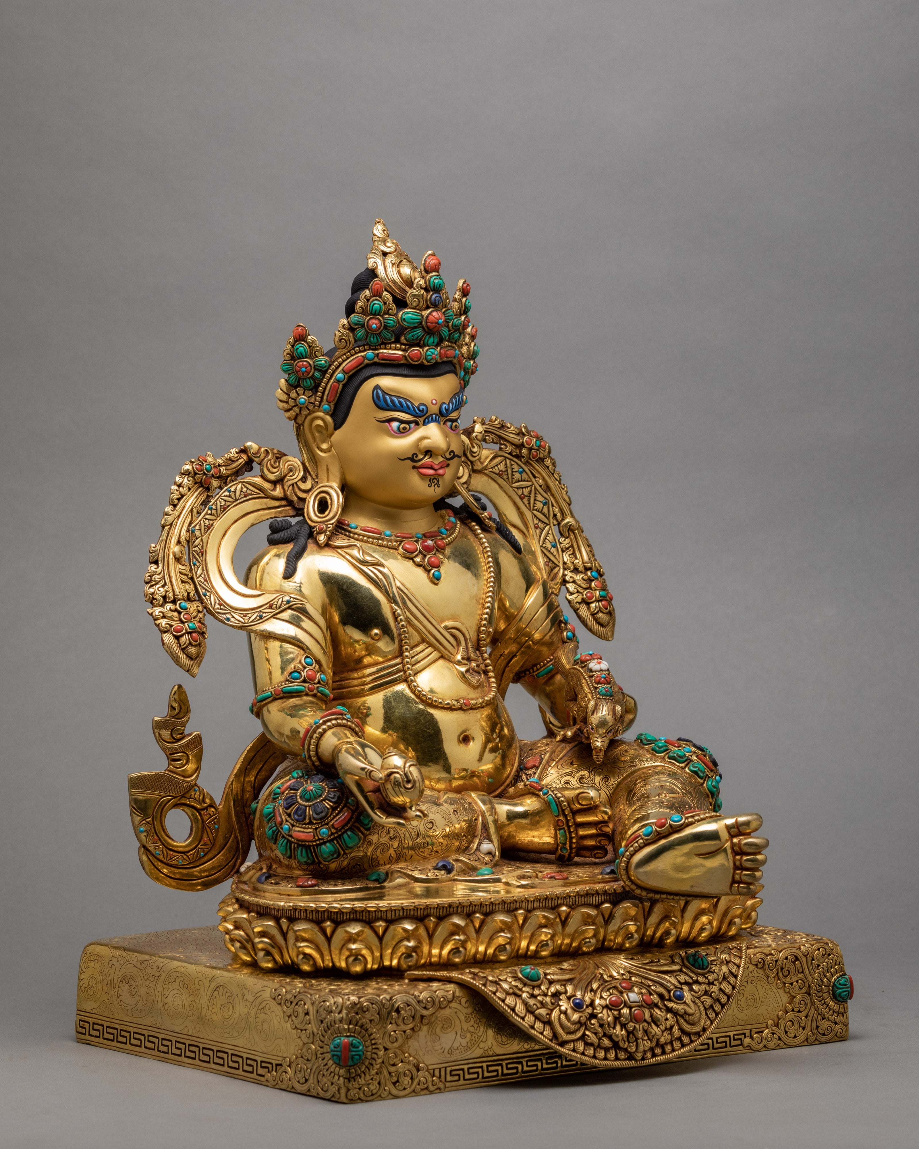 Dzambhala Statue | Jambala Sculpture | Gold Gilded Art