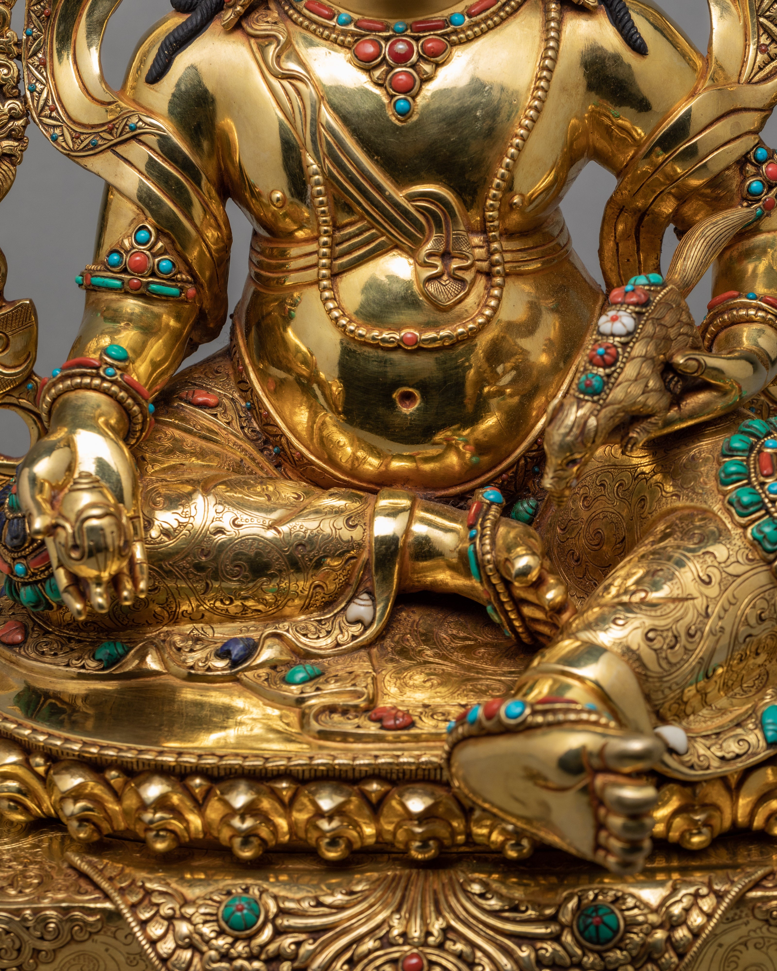 Dzambhala Statue | Jambala Sculpture | Gold Gilded Art