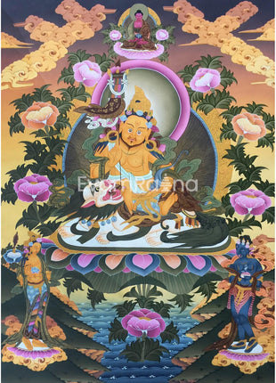 Original Hand-Painted Dharmapala Namtose Thangka | Lord of Wealth | Kubera Thangka