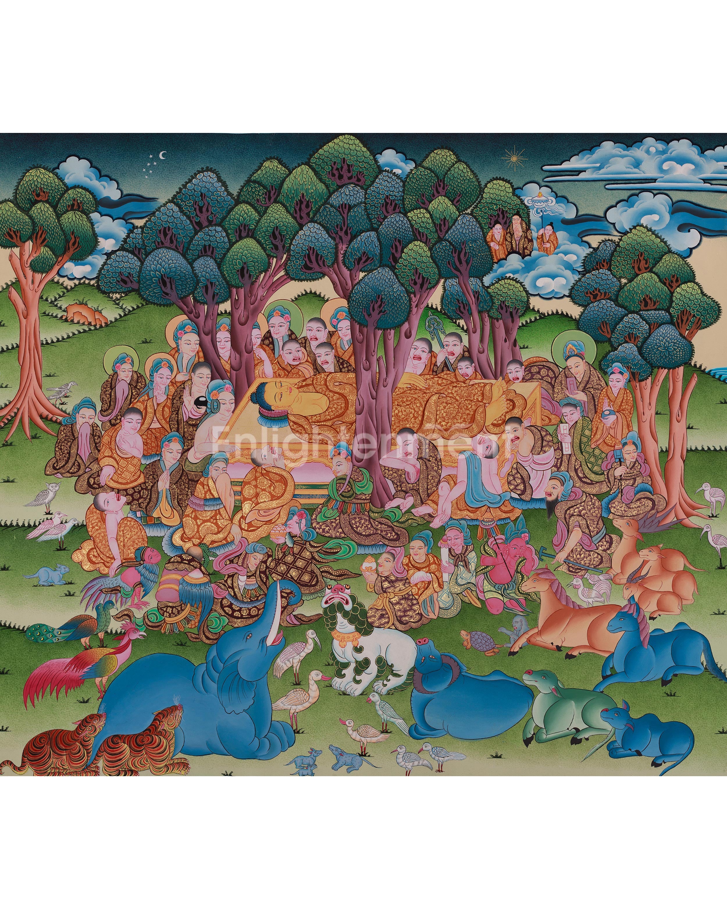 Divine Buddha Parinirvana Thangka