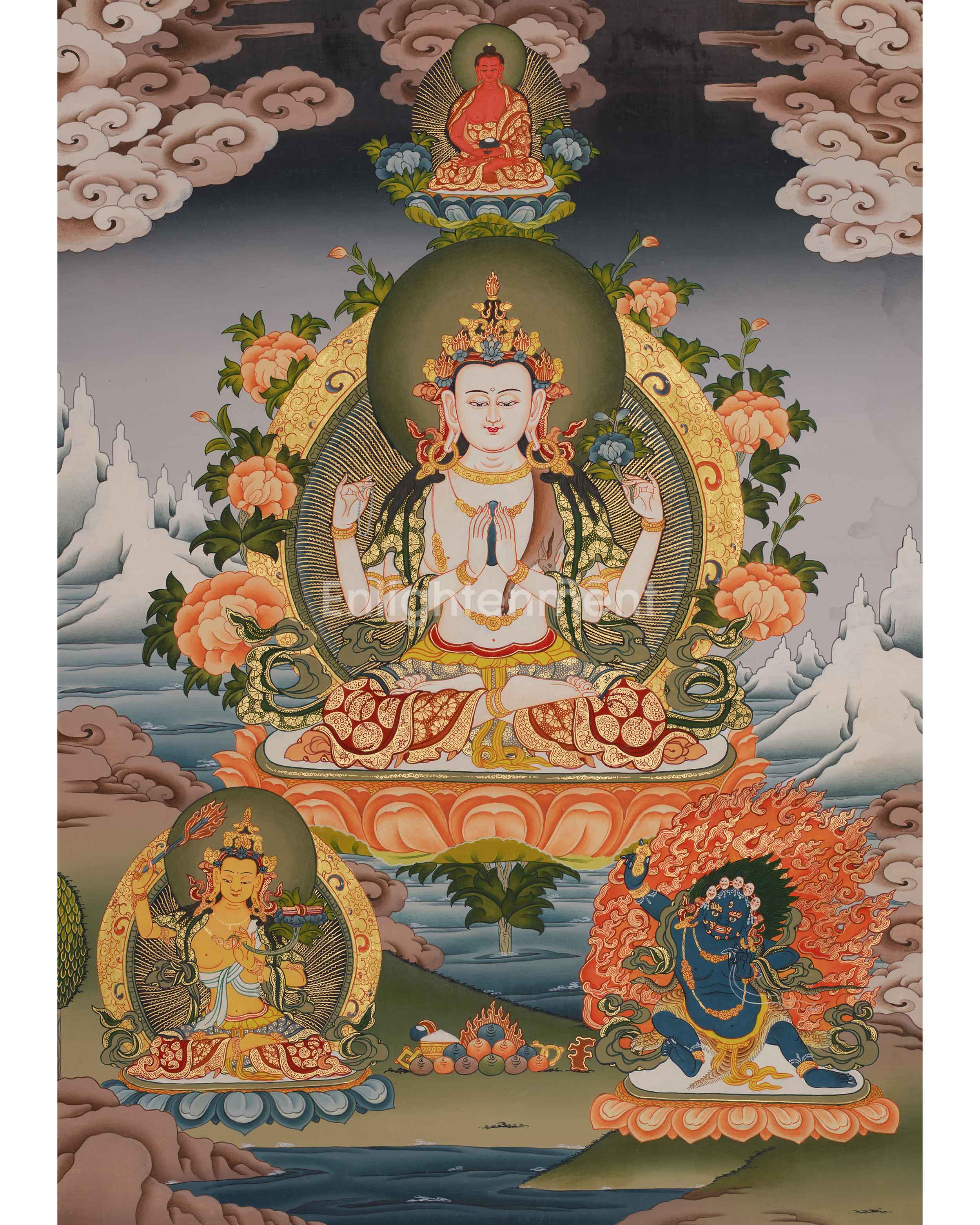 Divine Compassion Thangka Of Chenrezig