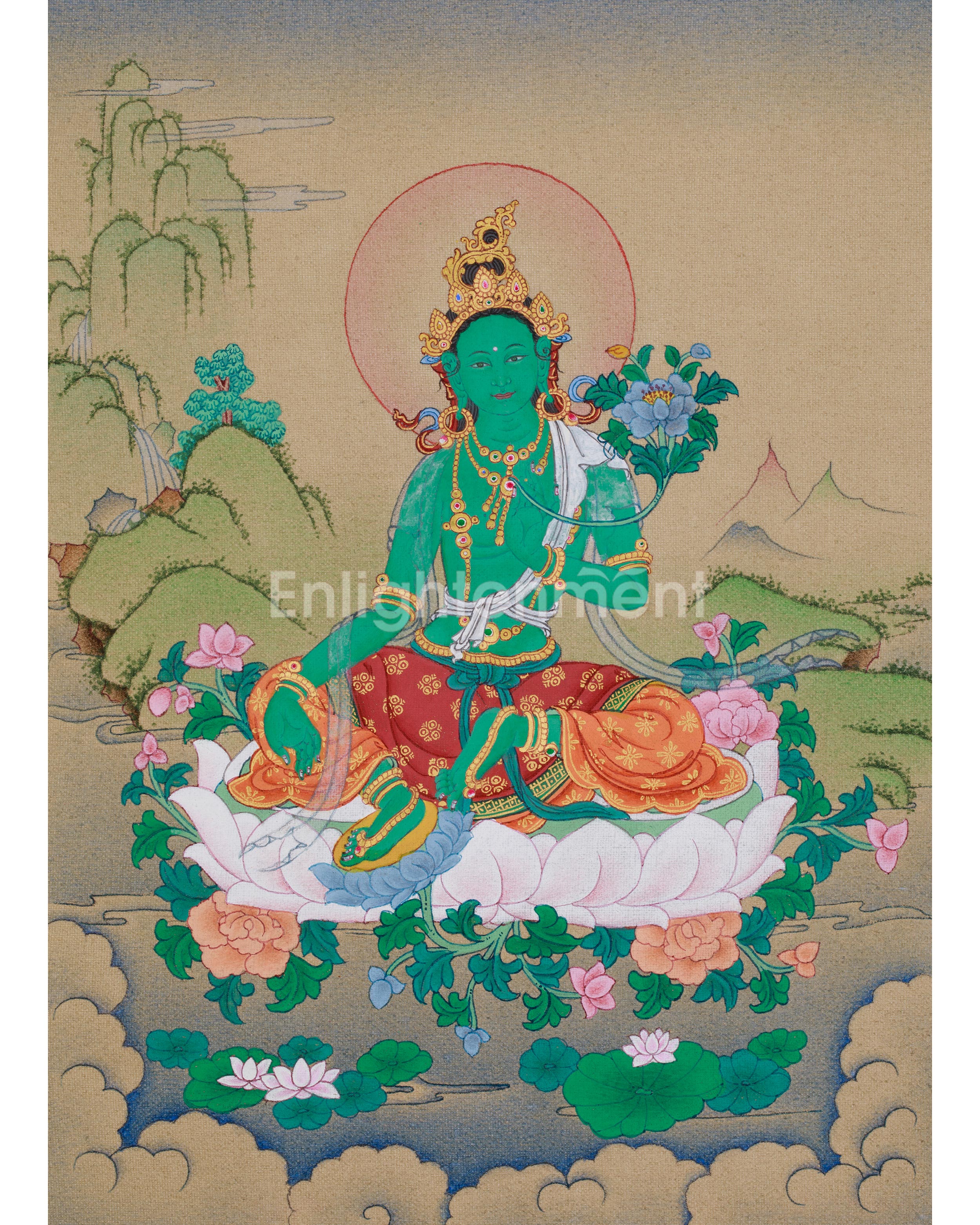 Divine Goddess Green Tara Thangka 