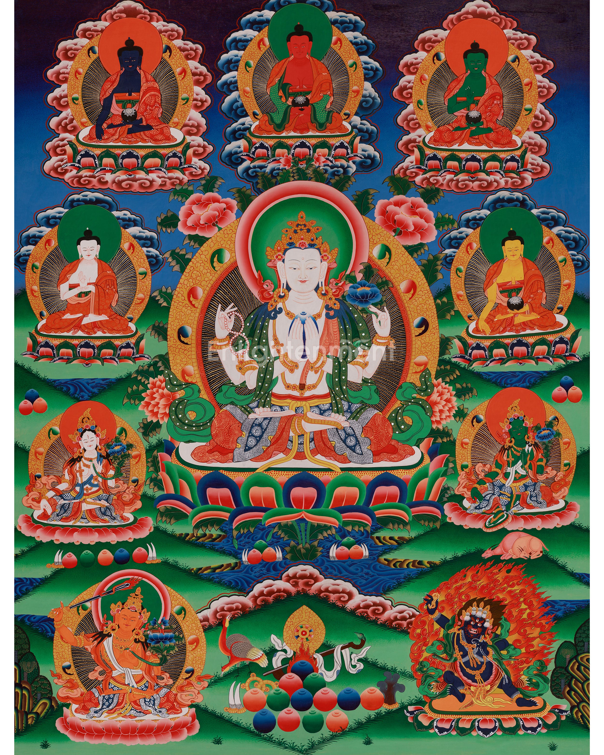 Divine Thangka of Chenrezig